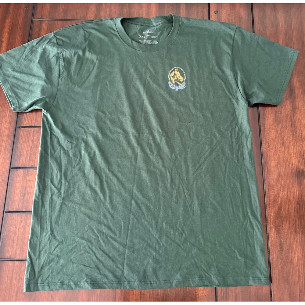 NWOT Brixton Mens XXL Green Graphic Horse Tee Short Sleeve Cotton Standard Fit